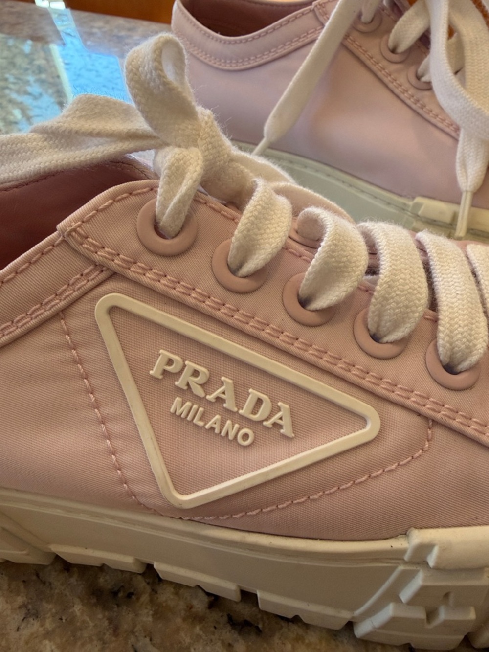 Prada Pink Platform Low-Top Sneakers - Picture 2 of 4